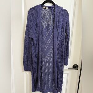 Roxy Women's Blue Open-Knit Sweater Cardigan